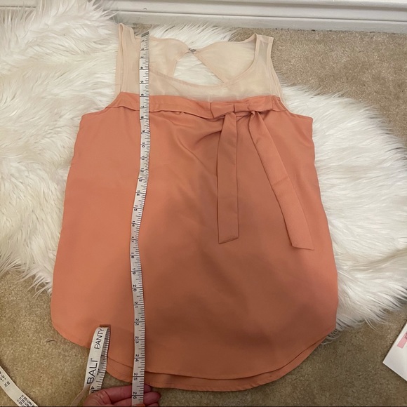 LC Lauren Conrad Peach & Sheer Cream Colorblock Bow Blouse XS - Picture 7 of 13